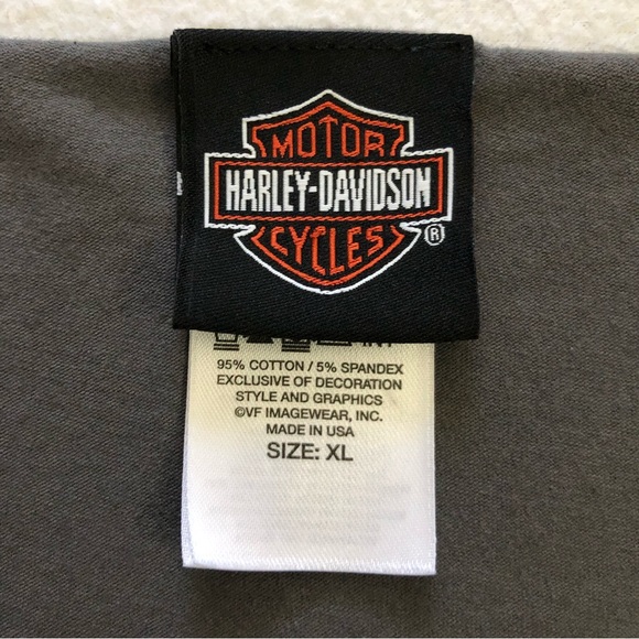 Harley Davidson Women Gray Flame Eagle Texas Raw Edge Cap Sleeve T-Shirt Top XL - Picture 4 of 9